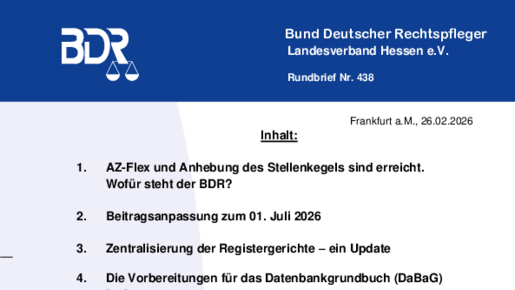 Erste Seite des Rundbriefs Nr. 438