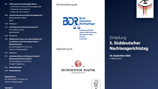 Einladungsflyer Süddeutscher Nachlassgerichtstag 2026